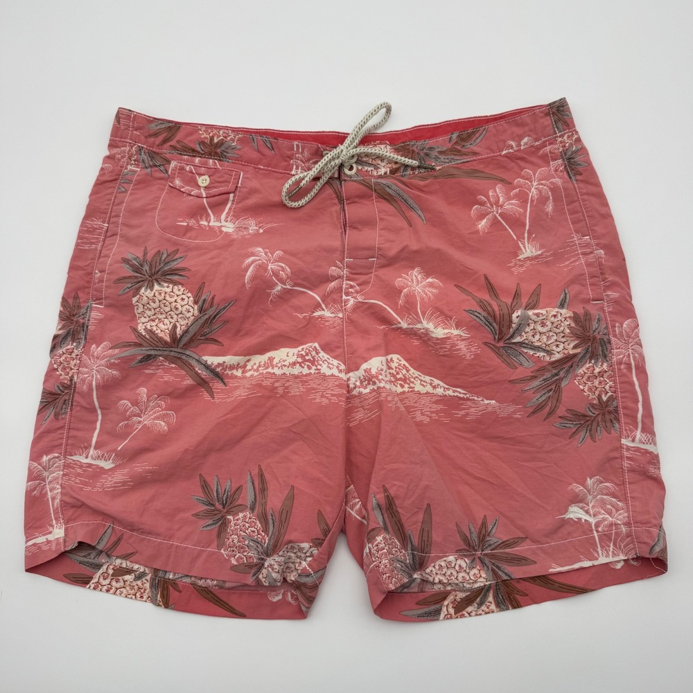 Tommy Bahama Relax Mens L Pink Pineapple Tropical Island Swim Trunks Board Short